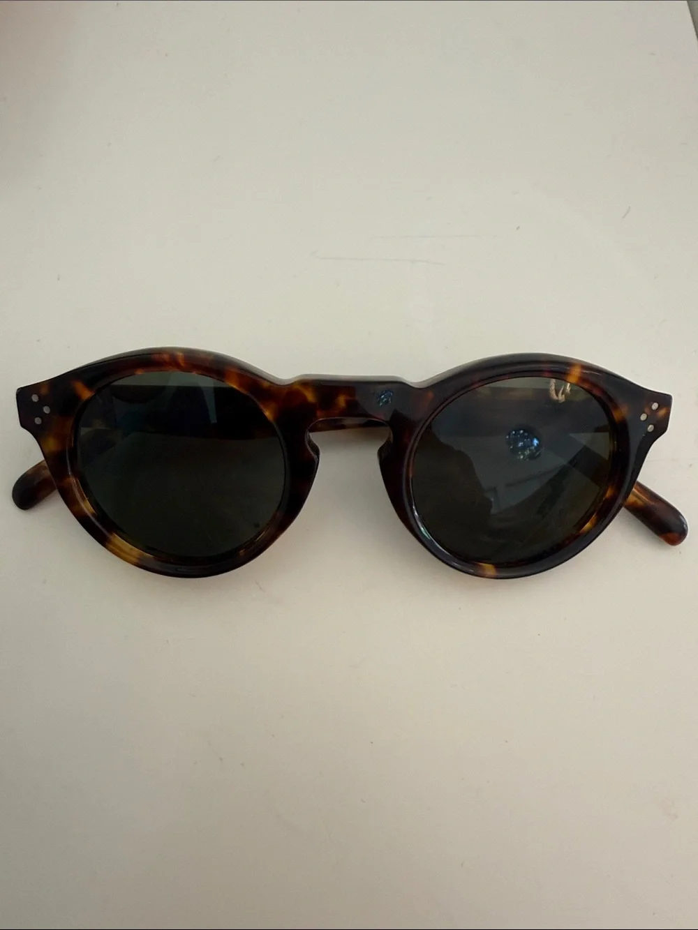Celine Bevel Round Sunglasses in Tortoise, w/ Keyhole Bridge - Picture 6 of 13